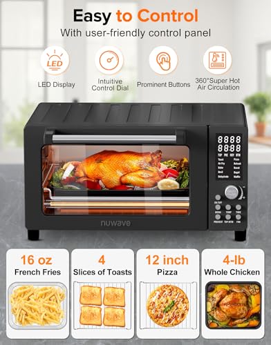 Nuwave Bravo Pro Smart 21QT Toaster Oven Air Fryer Combo, Convection Oven Countertop, 10 functions all in 1, with even & quick crisp technology