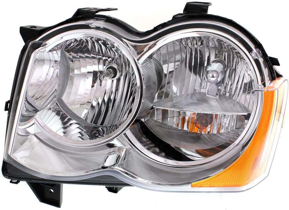 For Jeep Grand Cherokee Headlight Assembly 2008 2009 2010 Driver and Passenger Side Pair/Set | Halogen | CAPA | CH2519131 + CH2518131 | 55157483AE +