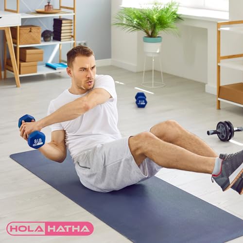 HolaHatha Neoprene Dumbbell Free Hand Weight Set with Rack, Ideal for Home Exercises to Gain Tone and Definition
