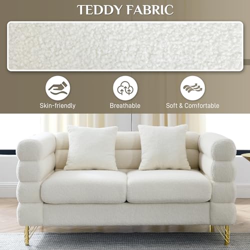 Cloud Couch for Living Room, 79" Modern Overstuffed Deep Seat Boucle Sherpa 3 Seater Sofa with 3 Pillows
