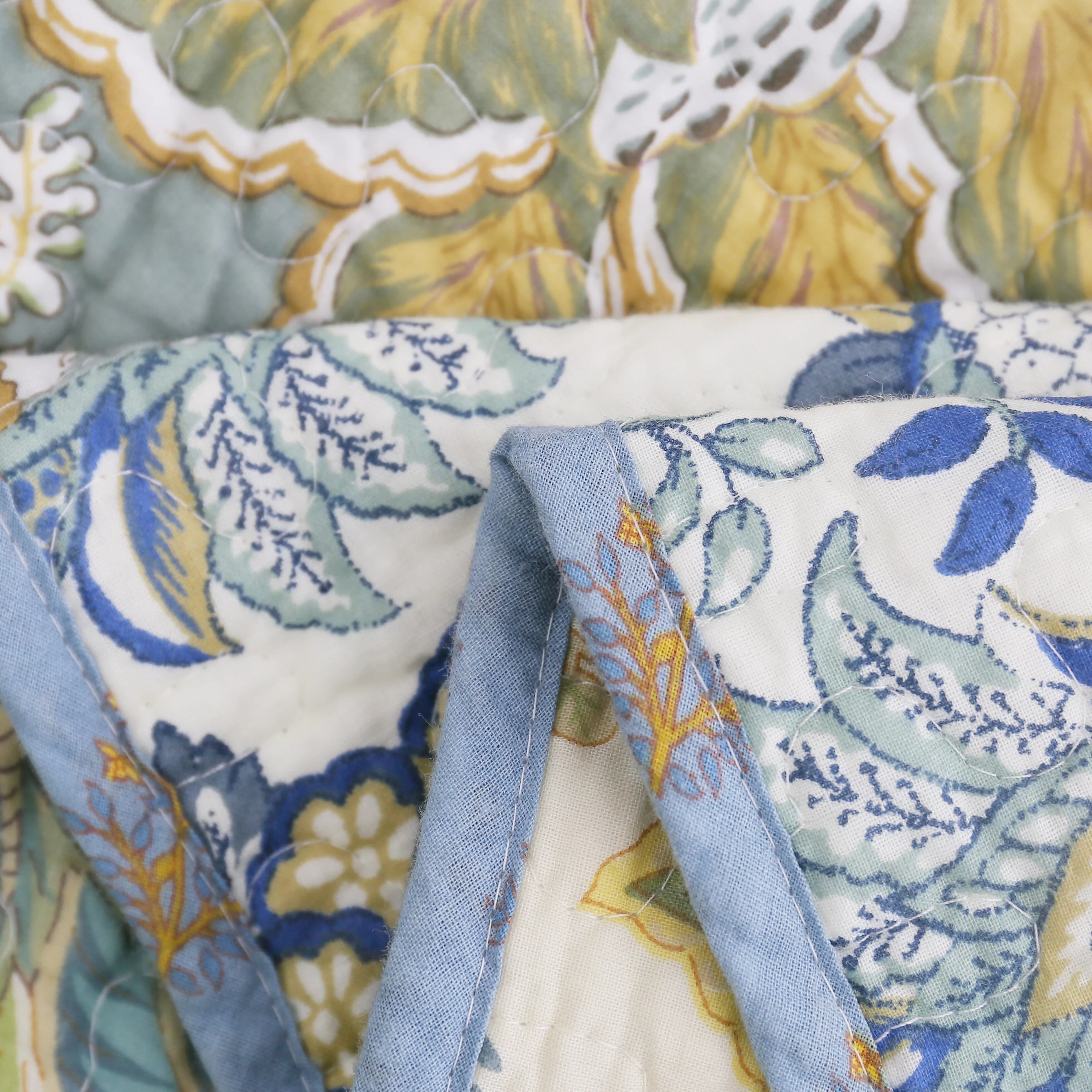 S&S Bohemian 3 Piece Reversible Floral 100% Cotton Authentic Patchwork Quilt Set Full - Queen - Curated Treasures Market