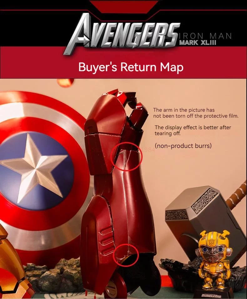 Farontor Iron Man Helmet Electronic Mark 5 Helmet Wearable Iron-man Mask with Sounds & LED Eyes 1:1 Model