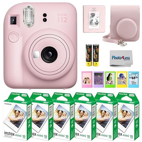Fujifilm Instax Mini 12 Instant Camera Bundle with Fujifilm Instax Mini Instant Film Value Pack (60 Sheets) with Accessories Including Protective