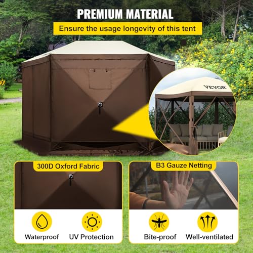 VEVOR Pop Up Gazebo Screen Tent, Pop-Up Instant Gazebo Tents with Mosquito Netting Outdoor Canopy