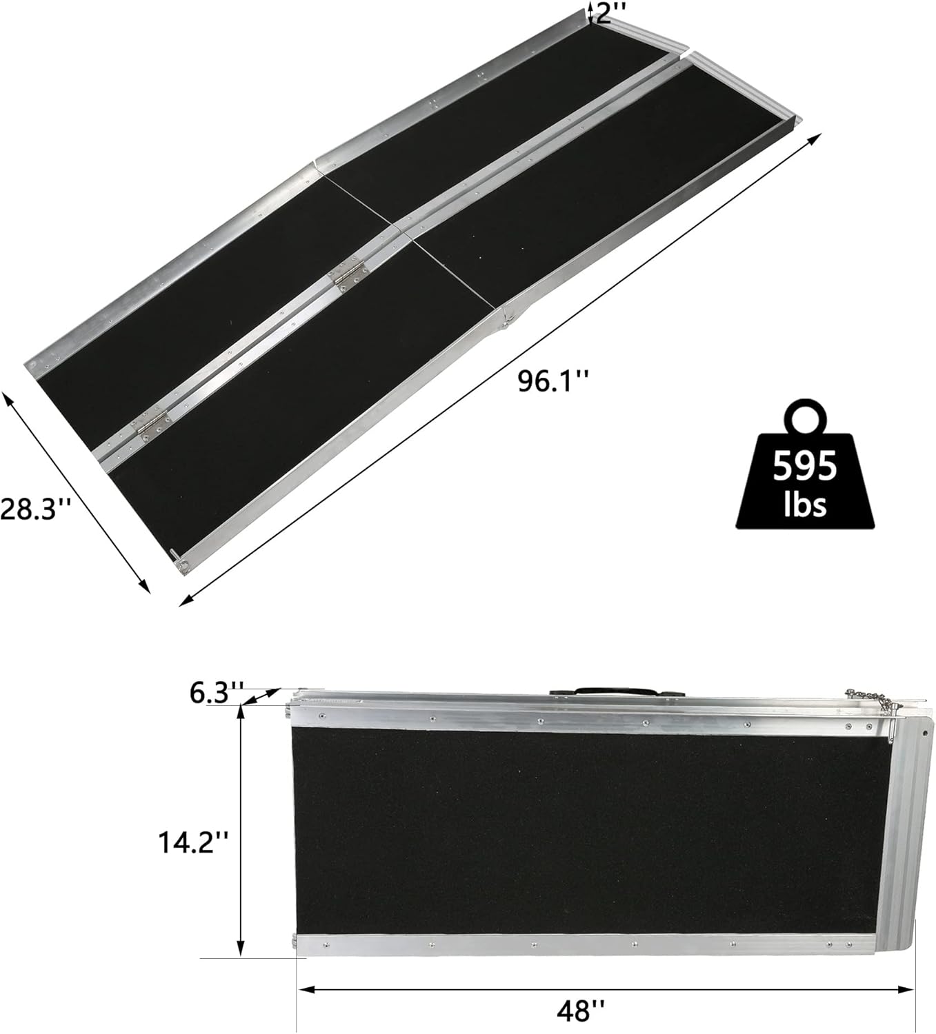 Wheelchair Ramps 8FT Folding Portable Traction Antiskid Aluminum Loading Ramp for Scooters Car Doorways
