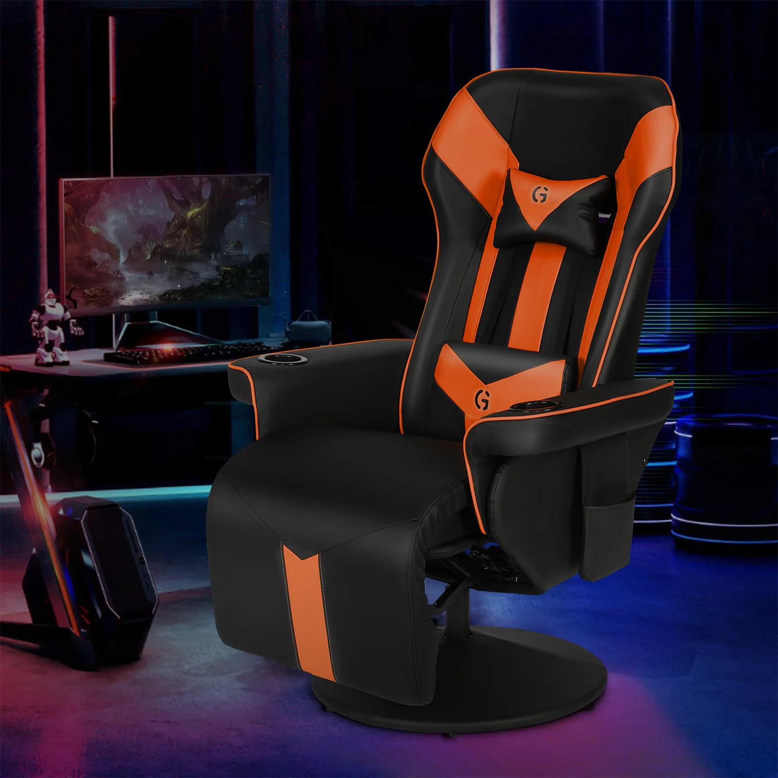 King Throne Ergonomic Gaming Chair High Back Video Racing Chair Swivel Recliner Chair with Footrest, Adjustable Backrest, Headrest, Lumbar Support