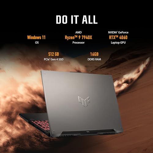 ASUS TUF Gaming A16 Gaming Laptop, 16” FHD+ 16:10 165Hz Display, AMD Ryzen™ 9 7940HX, NVIDIA® GeForce RTX™ 4060, 16GB DDR5, 512GB PCIe Gen4 SSD