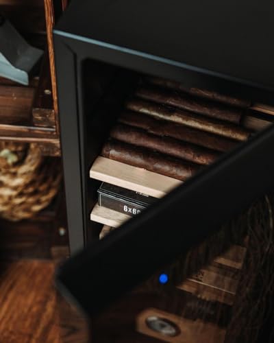 KingChii 16L Electric Cigar Humidors Temperature Control System, Cooling & Heating Humidor Cabinet with Spanish Cedar Wood Shelves & Hygrometer