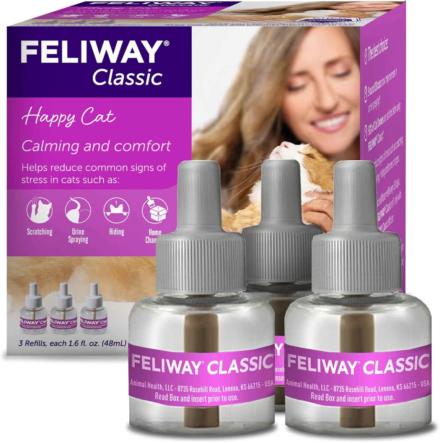 Feliway Plug-In Diffuser Refill, 48 mL, 3-Pack, Model:3PK Pack of 2