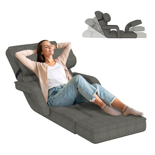 Esright Floor Chair, Padded Folding Gaming Chair with 14-Level Adjustable Backrest