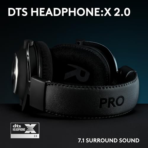 Logitech G Pro X Wired Gaming Headset: Blue VO!CE Detachable Boom Mic, DTS 7.1, 50 mm Drivers, USB/3.5mm Aux, Spare Memory Foam Ear Pads