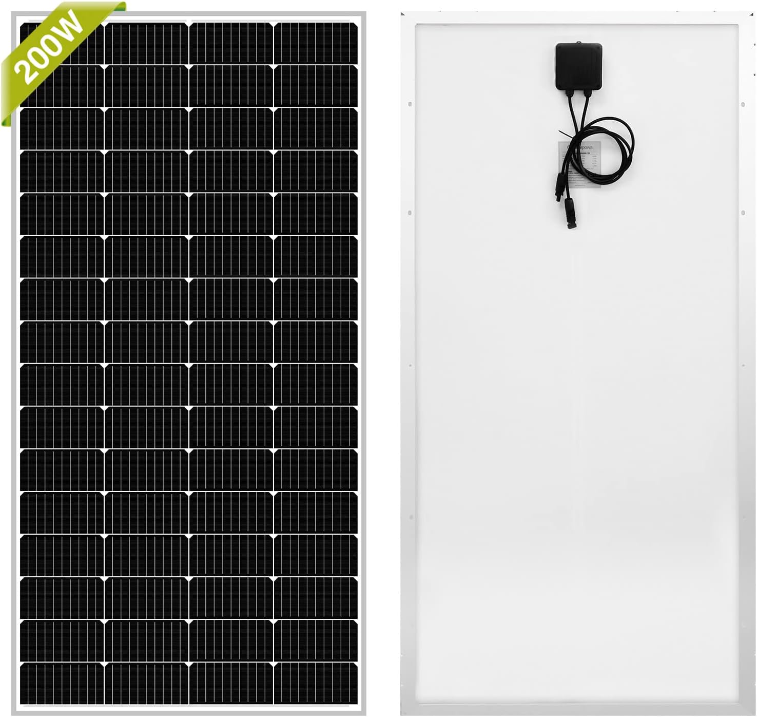 Newpowa 5BB Cell 200W Monocrystalline 200 Watts 12V Solar Panel High Efficiency Mono PV Module Power for RV Marine Boat Cabin or Other Off Grid System