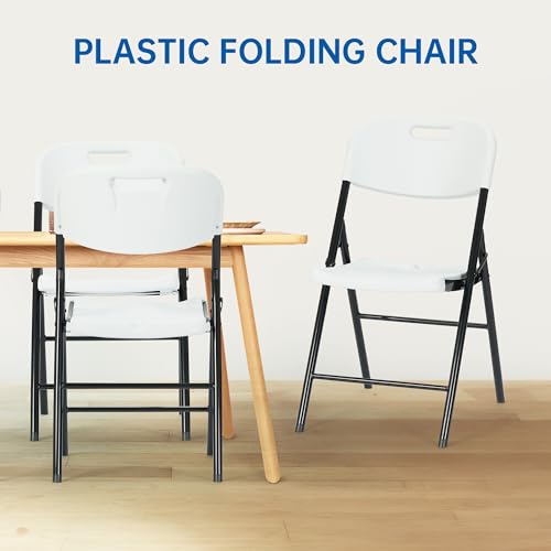 10 Pack White Folding Chairs, Steel Folding Dining Chairs, Commercial Grade Folding Chair, Foldable Guest Chairs for Events Office Wedding Party