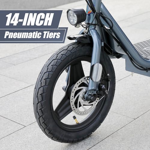 Caroma 500W/800W/1200W Electric Scooter with Seat, 14" Fat Tire Electric Scooter Adults, Max 15/25/30Miles Ranges, Top Speed 20mph
