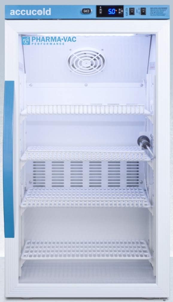 Summit Appliance ARG3PV Pharma-Vac Performance Series 3 Cu.Ft. Counter Height Commercial Vaccine All-Refrigerator with Glass Door, Automatic Defrost