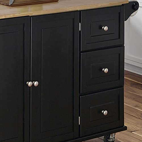 Homestyles Dolly Madison Off-White Mobile Kitchen Island Cart with Wood Drop Leaf Breakfast Bar