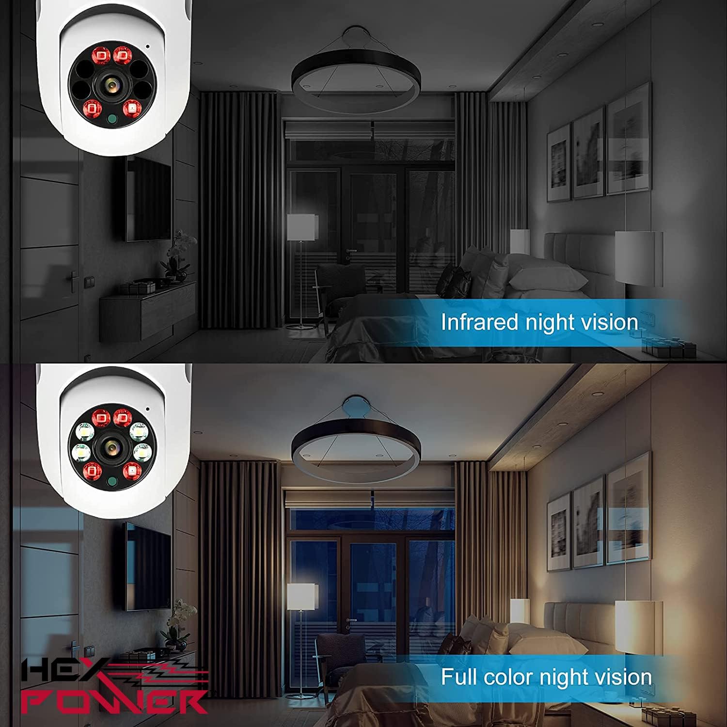HEX662 Bulb WiFi Camera 360 Degree PTZ Panoramic IP Camera