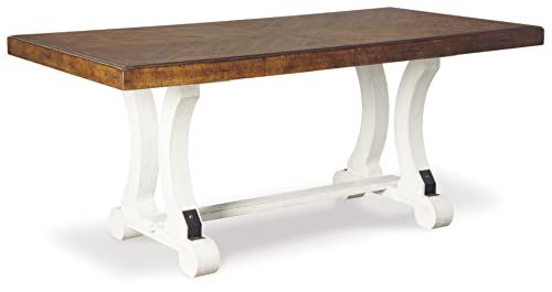 Signature Design by Ashley Valebeck Rustic Farmhouse 36" Counter Height Dining Table, Brown & White