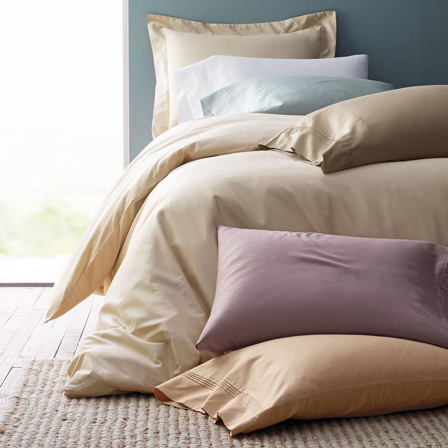 The Company Store Legends Pearl Gray Solid Egyptian Cotton Sateen Oversized Queen Duvet Cover