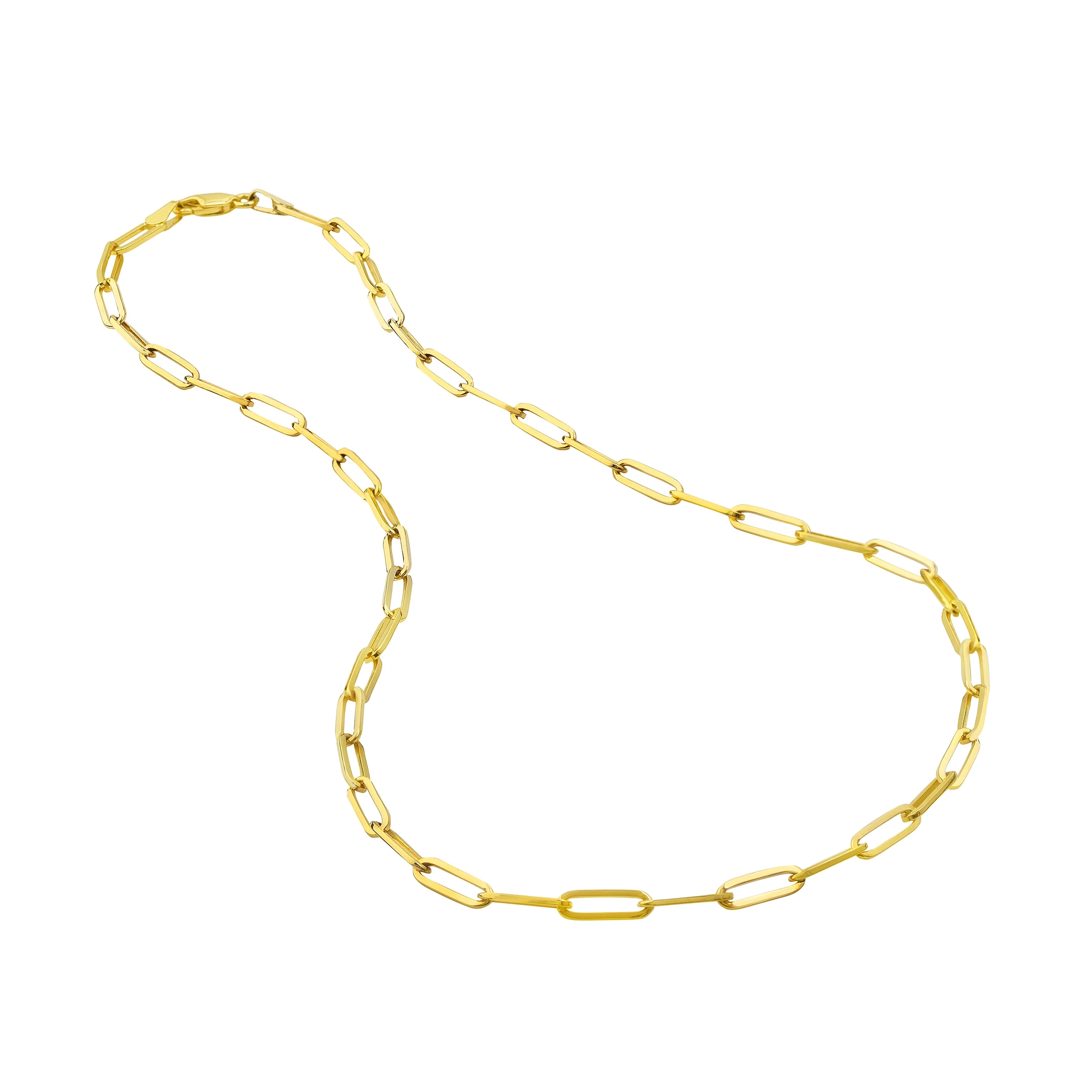 SZUL Women's 14K Solid Yellow Gold 3.80mm Paperclip Necklace - 16 Inch