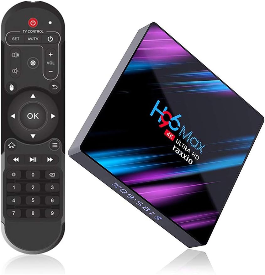 Raxxio H96 Max Android TV Box 9.0 with 2GB RAM 16GB ROM I 4K Smart Set Top Box Equipped RK3318 Quad-Core Processor 64bit Support 3D 2.4G/5G Dual