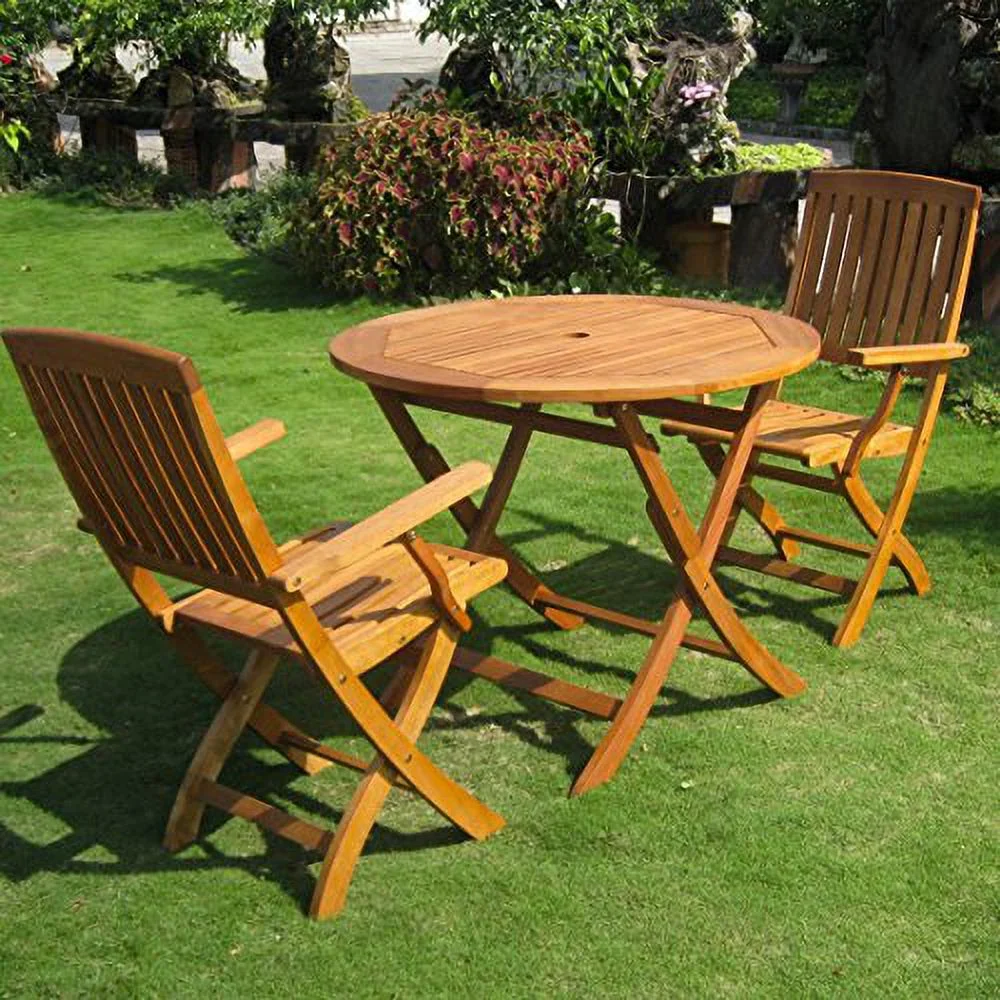 International Caravan Royal Tahiti Antigua Balau Wood 3 Piece Patio Bistro Set