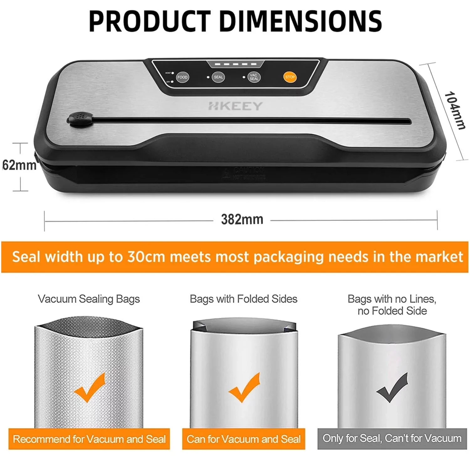 Food Vacuum Sealer Machine with 2 Rolls Food Vacuum Sealer Bags  .Food Storage Saver Dry & Moist Food Modes, Led Indicator Lights, Easy to Clean