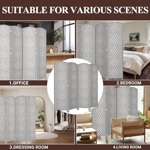 Room Divider, Room Dividers and Folding Privacy Screens, 16in Privacy Screen, 6 Panel Temporary Wall Partitions, 6ft Space Separation Panel Screen