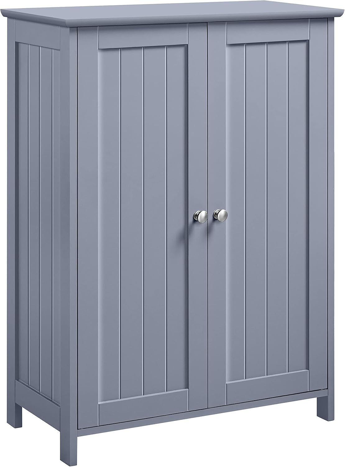 Yaheetech Free-Standing Bathroom Cabinet Wood Side Cabinet Storage Organizer with Adjustable Shelves and Double Doors, 23.6in Lx11.8in Wx31.7in H