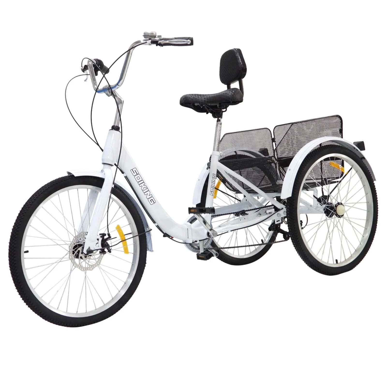 George 24-Inch Wheels And 7-Speed Adult Foldable Tricycle Cruiser Bike, Carrying Basket