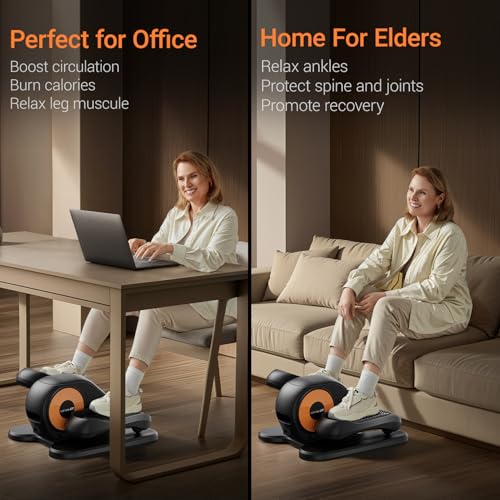 Under Desk Elliptical Machine, Ellipse Leg Exerciser for Seniors, Quiet & Portable Electric Seated Eclipse Exercise Training Machine with Remote