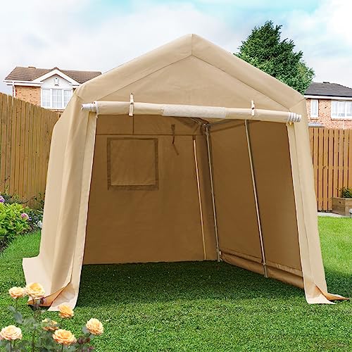 ADVANCE OUTDOOR 10x10 ft Heavy Duty Outdoor Patio Portable Canopy Storage Shelter Shed Carport with 2 Roll up Zipper Doors & Vents for Snowmobile