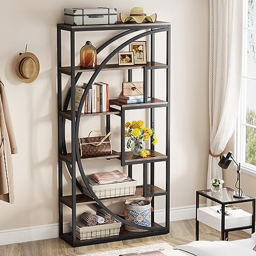 Tribesigns Bookshelf, Industrial 5-Tier Etagere Bookcase, 70.8 inch Tall Bookshelf with 8 Open Storage Shelf