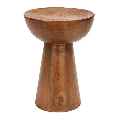 Bronze Hammered Metal Pedestal Accent Table