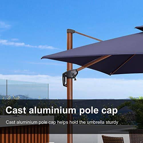 Purple Leaf 11 Feet Wood Pattern Square Cantilever Patio Umbrella