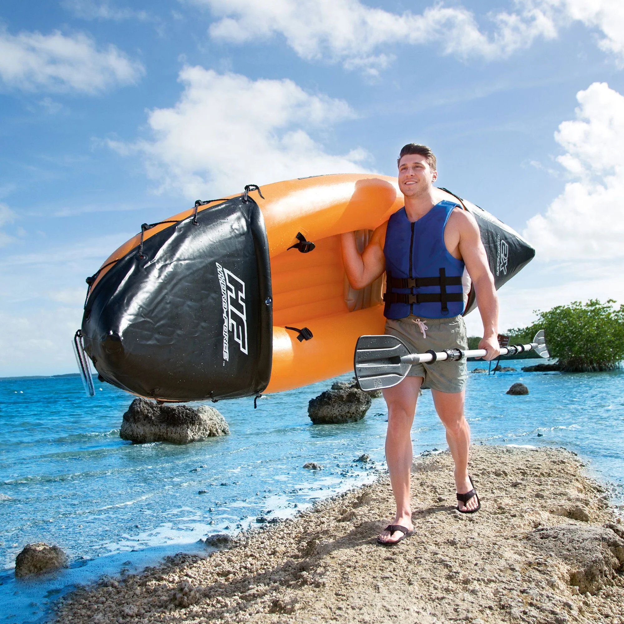 Bestway Hydro Force Lite Rapid X2 Inflatable Outdoor Water Sport Kayak Set