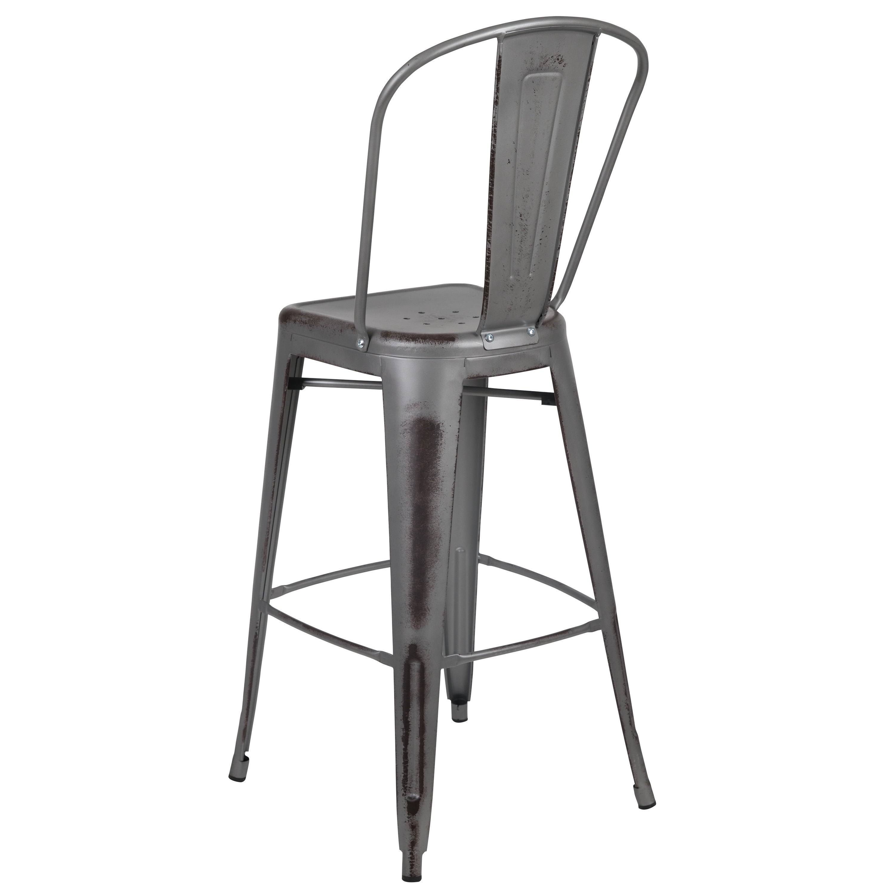 Lancaster Home Distressed Metal 30-Inch Stool (Black)