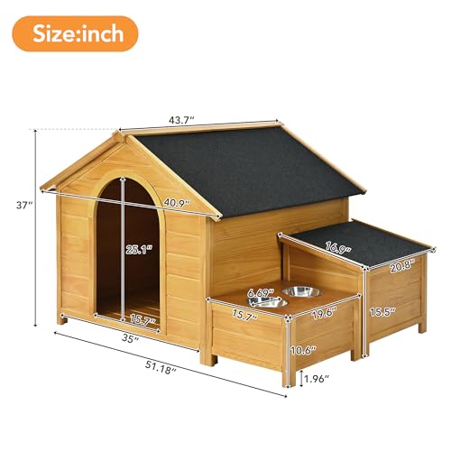 Outdoor Wooden Dog House,Waterproof Kennel with Deck and Sloped Roof,High Stability Pet Dog Cage for Small/Medium Puppy