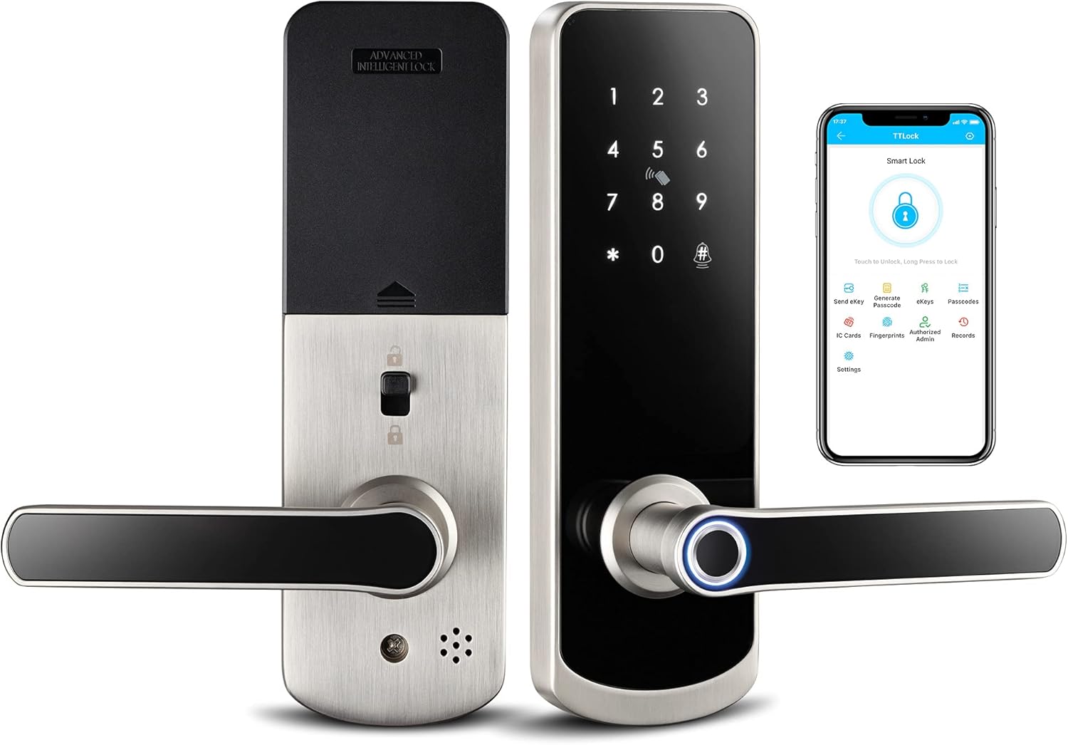 Smart Lock,Smart Lock Front Door with Handle Keyless Door Lock with Keypad