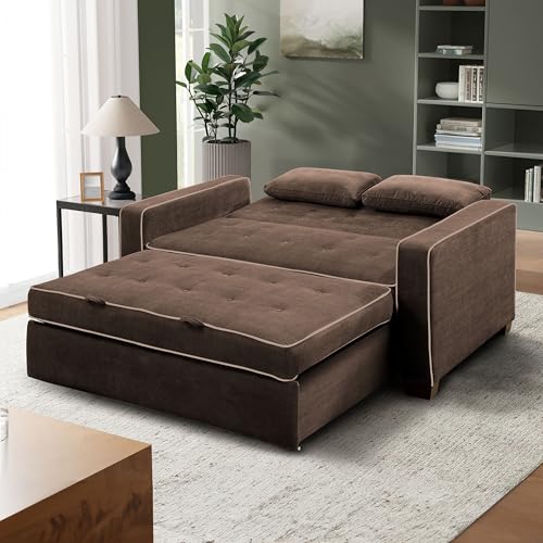 Serta Ainsley 72.6" Convertible Sleeper Sofa, Queen Size, Dreamcoil Comfort, Soft Velvet Fabric, Navy