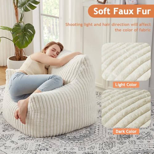Giant Bean Bag Chairs for Adults with Filling Plush Fluffy Bean Bag Chairs for Teens with Armrests Comfy BeanBag Lazy Couch Sofa Chair for Bedroom