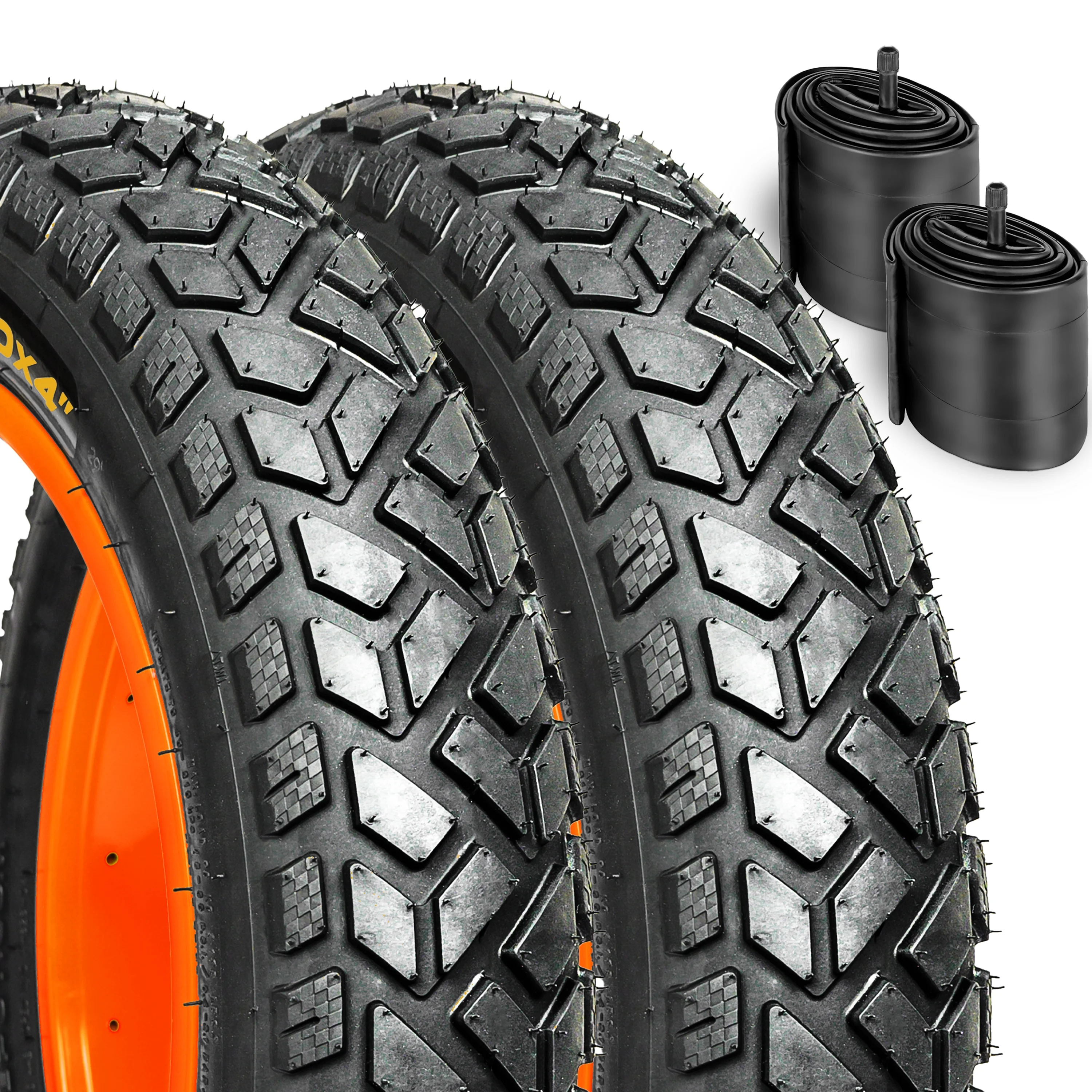 HEB ALLSCAPE 20x4 Fat Tires and Tubes for Ebikes, MTB, Puncture Resistant, Heavy Duty, Directional Tread Tire - 2 Pack - Radiant Selections