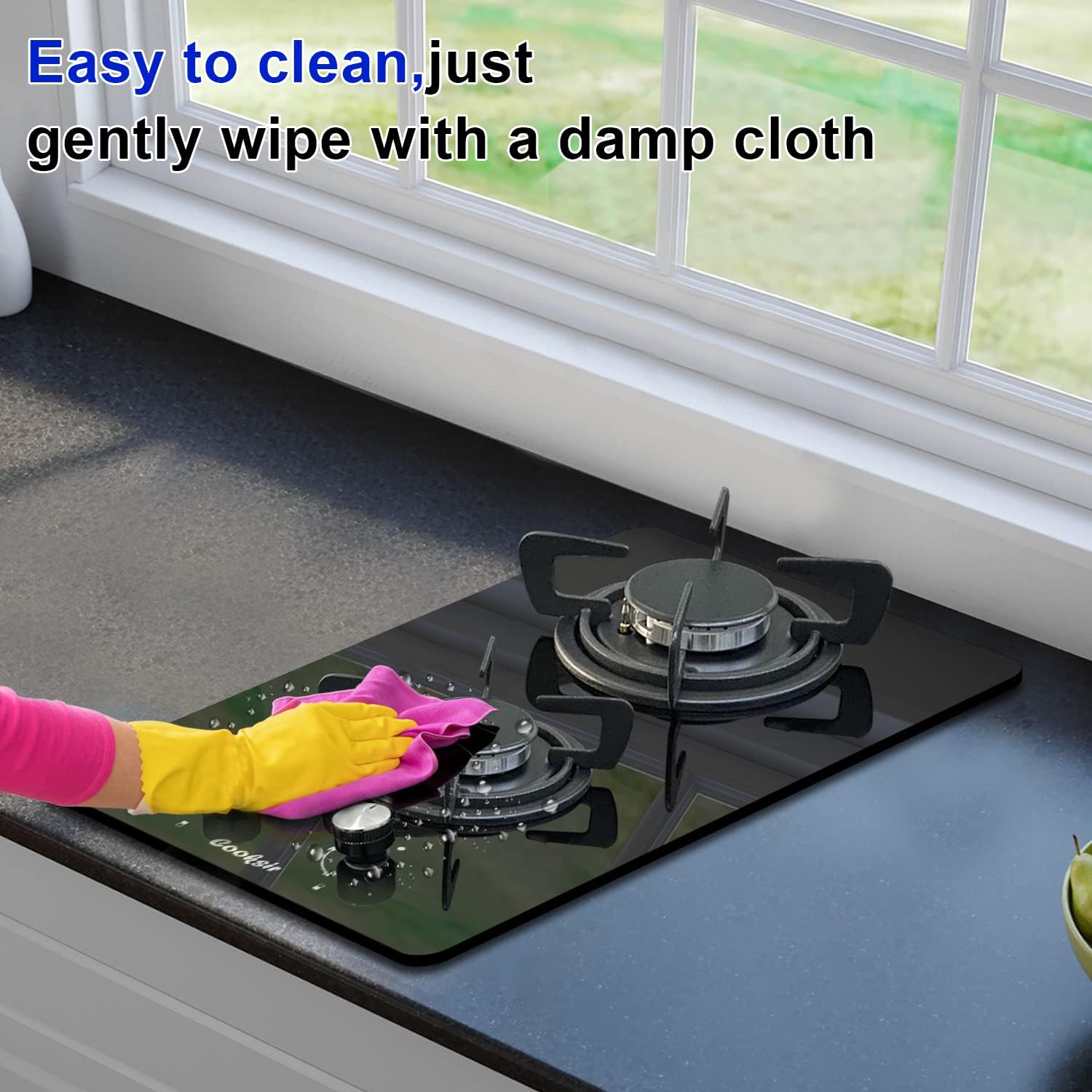12 inch Gas Stove, 2 Burners Propane Cooktop Bulit-in, Indoor Gas Cooktop Suitable for Dual Fuel LPG/NG, Tempered Glass Gas Stove Top for Kitchen