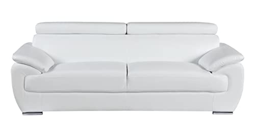 4571 Veal Collection Leather Upholstered Modern Living Room Chair, Loveseat, Sofa, White