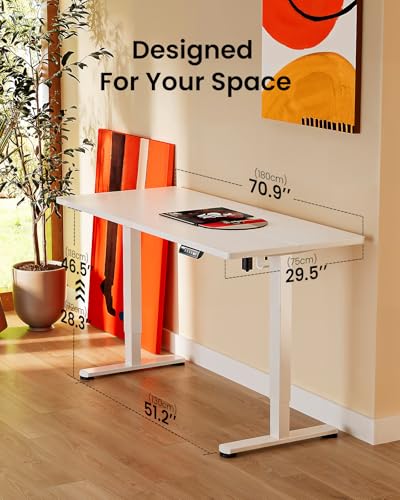 ErGear Height Adjustable Electric Standing Desk, 48 x 24 Inches Sit Stand up Desk, Memory Computer Home Office Desk with Two-Piece Desktop (Walnut)