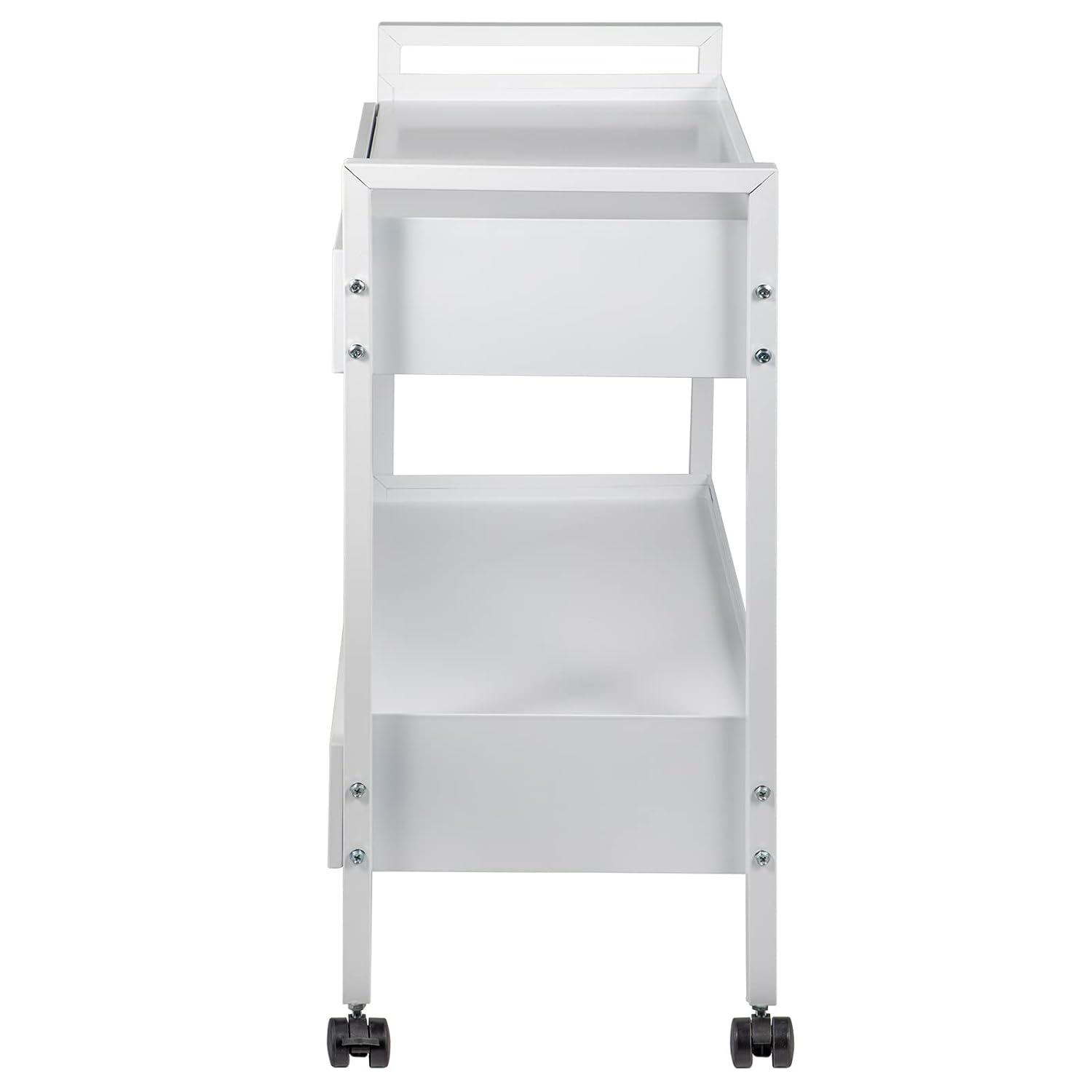 VEVOR Lab Cart, 2 Tiers Lab Trolley, Steel Lab Utility Cart, 360° Rolling Lab Cart, Locking Drawer Stainless Steel Lab Cart