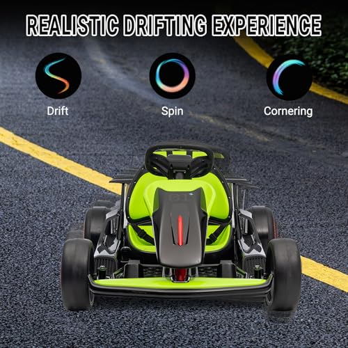 24V Go Kart for Kids, Electric Drift Kart with 2X200W Motor, 7AH Battery, Drift Function, Electric Pedals, and Safety Belt