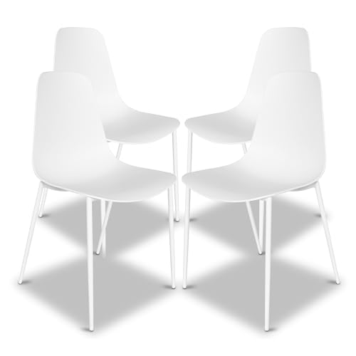 POLY & BARK Isla Modern Kitchen Chairs Set of 4 - Plastic Dining Chair with Metal Legs