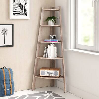 Tisha Corner Unit Bookcase (Color: Black)