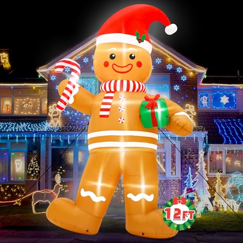 15FT Christmas Inflatables, Giant Inflatable Santa Claus Holding Gift Bags, Blow Up Christmas Santa Claus with 8pcs LED